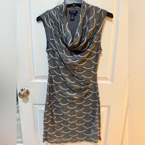 Max Edition Gray Cowl Neck Sheath Dress excellent cond office siren